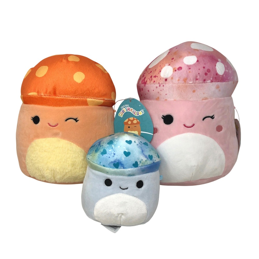 Squishmallows Mushroom Plush Lot‎ 8" Alba Molly 5" Mully Fungi Fungus Bundle